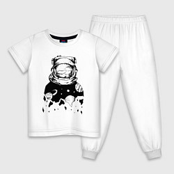 Пижама хлопковая детская Космонавт, цвет: белый
