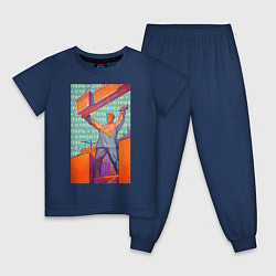 Пижама хлопковая детская Советский строитель, цвет: тёмно-синий