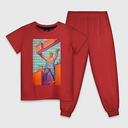 Пижама хлопковая детская Советский строитель, цвет: красный