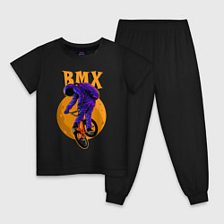 Пижама хлопковая детская BMX - moon - space, цвет: черный