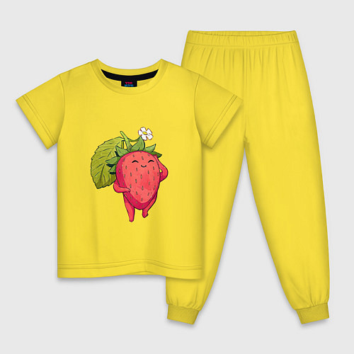 Детская пижама Довольная клубника / Желтый – фото 1