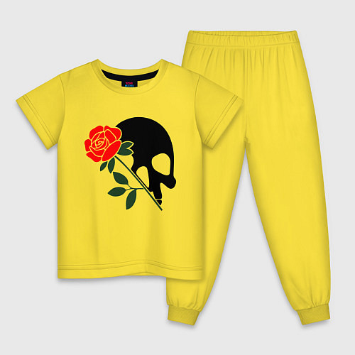 Детская пижама Череп с розой / Желтый – фото 1