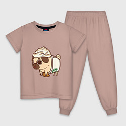 Пижама хлопковая детская Сладкий мопс, цвет: пыльно-розовый