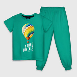 Пижама хлопковая детская BTS, цвет: зеленый