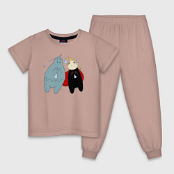 Пижама хлопковая детская Стальной Алхимик, Ал и Эд, цвет: пыльно-розовый