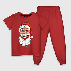 Пижама хлопковая детская Довольный Санта, цвет: красный