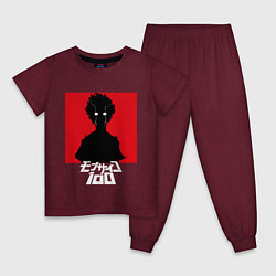 Пижама хлопковая детская Mob psycho 100 Z, цвет: меланж-бордовый