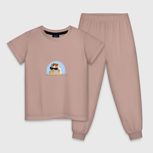 Детская пижама Кот в очках мем / Пыльно-розовый – фото 1