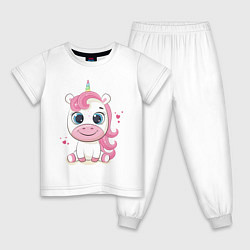 Пижама хлопковая детская Unicorn Kid, цвет: белый
