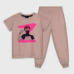 Пижама хлопковая детская Zora, цвет: пыльно-розовый