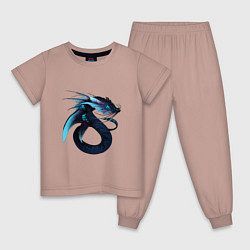 Пижама хлопковая детская Морской левиафан, цвет: пыльно-розовый