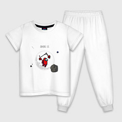 Пижама хлопковая детская Among us самокат фристайл, цвет: белый