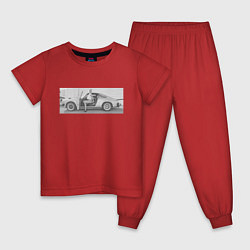 Пижама хлопковая детская Porshe, цвет: красный
