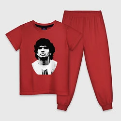 Пижама хлопковая детская Диего Марадона, цвет: красный