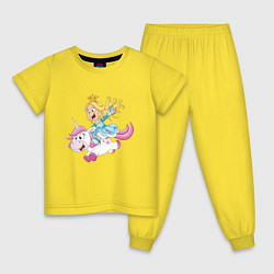 Пижама хлопковая детская Принцесса на пони, цвет: желтый
