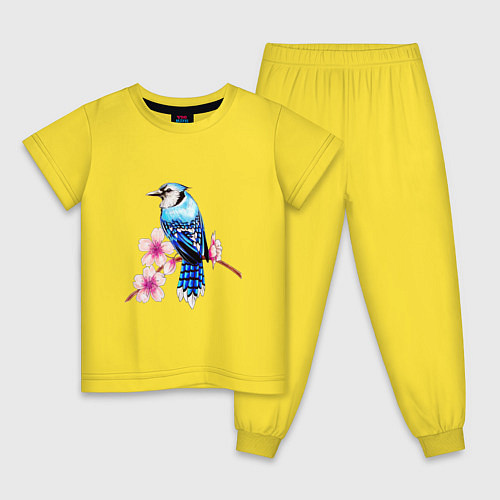 Детская пижама Сойка на ветке / Желтый – фото 1