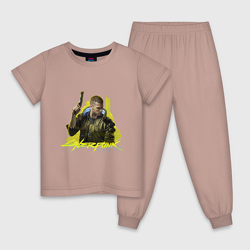 Детская пижама CYBERPUNK 2077 / Пыльно-розовый – фото 1