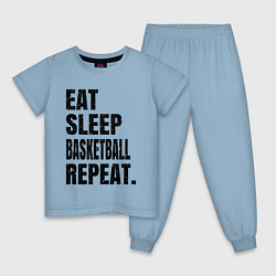 Пижама хлопковая детская EAT SLEEP BASKETBALL REPEAT, цвет: мягкое небо