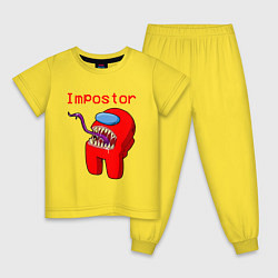 Пижама хлопковая детская AMONG US - IMPOSTOR, цвет: желтый