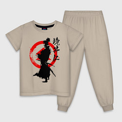 Пижама хлопковая детская Ghost of Tsushima, цвет: миндальный