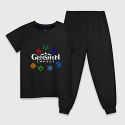 Пижама хлопковая детская GENSHIN IMPACT, цвет: черный