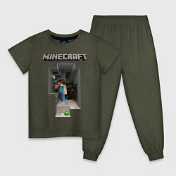 Пижама хлопковая детская Minecraft, цвет: меланж-хаки