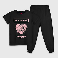 Пижама хлопковая детская BLACKPINK, цвет: черный