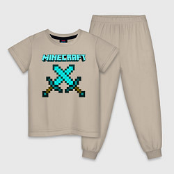 Пижама хлопковая детская Minecraft, цвет: миндальный