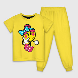 Пижама хлопковая детская Девочка смайл, цвет: желтый