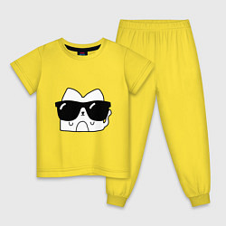 Пижама хлопковая детская Кот Зефир в очках, цвет: желтый