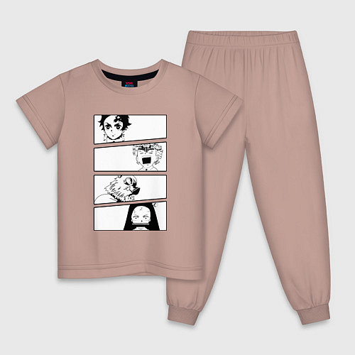 Детская пижама Клинок рассекающий демонов / Пыльно-розовый – фото 1