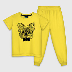 Пижама хлопковая детская Йоркширский терьер с бантом, цвет: желтый