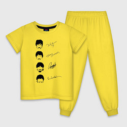 Пижама хлопковая детская The Beatles автографы, цвет: желтый