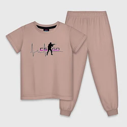 Пижама хлопковая детская CS GO, цвет: пыльно-розовый