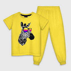 Пижама хлопковая детская Зебра, цвет: желтый