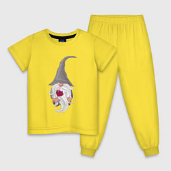 Пижама хлопковая детская Гномик, цвет: желтый