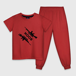 Пижама хлопковая детская CS GO NOOB спина Z, цвет: красный
