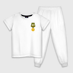 Пижама хлопковая детская Медаль, цвет: белый