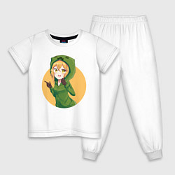 Пижама хлопковая детская Девушка крипер, цвет: белый