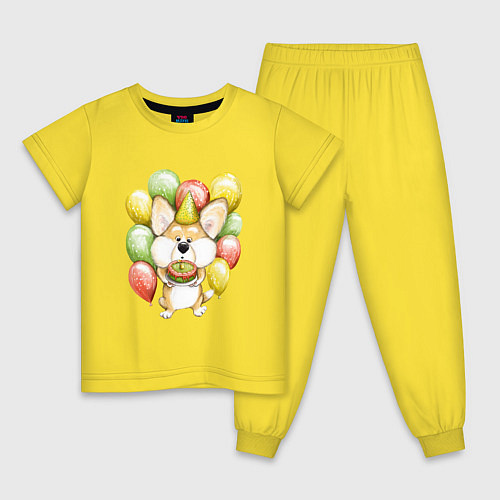 Детская пижама Милый корги с тортиком / Желтый – фото 1