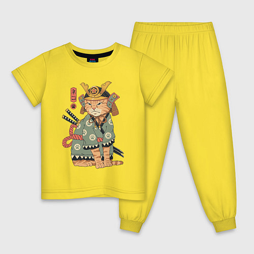 Детская пижама Кот Самурай / Желтый – фото 1