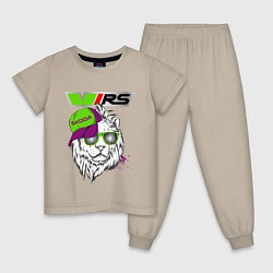 Пижама хлопковая детская Skoda RS Шкода РС Z, цвет: миндальный