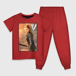 Пижама хлопковая детская Викинги Лагерта Vikings Lage, цвет: красный