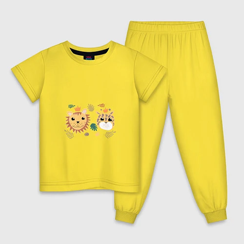 Детская пижама Веселые зверята / Желтый – фото 1