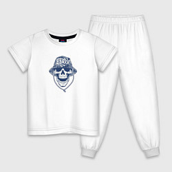 Пижама хлопковая детская Череп в шапке, цвет: белый