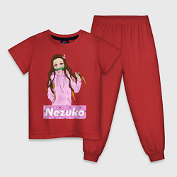 Пижама хлопковая детская NEZUKO НЕЗУКО, цвет: красный