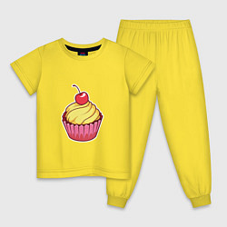 Пижама хлопковая детская Кекс с вишней, цвет: желтый