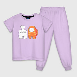 Пижама хлопковая детская AMONG US IMPOSTOR СУШИ, цвет: лаванда