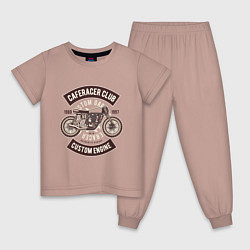 Пижама хлопковая детская Клуб гонщиков кафе, цвет: пыльно-розовый