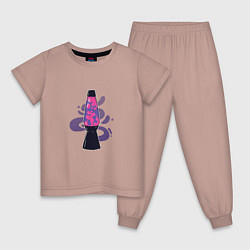 Пижама хлопковая детская Lava Lamp Лавовая лампа, цвет: пыльно-розовый